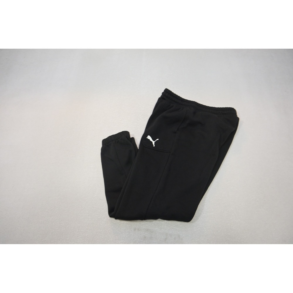 Puma Sweatpants Mens Size Medium Black Fleece Cotton Blend Joggers Tapered EUC‎